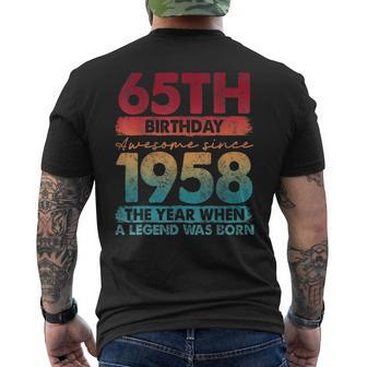 Vintage 1958 65 Year Old Gifts Limited Edition 65Th Birthday Mens Back Print T-shirt - Seseable