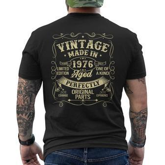 Vintage 1976 Made Or Born In 1976 Original Parts Birthday Men's T-shirt Back Print | Mazezy