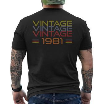 Vintage 1981 Birthday Cool Retro Bday Men's T-shirt Back Print | Mazezy