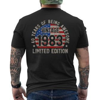 Vintage 1983 Turning 40 Bday Men 40 Years Old 40Th Birthday Mens Back Print T-shirt | Mazezy