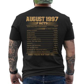 Vintage 21Th Birthday Made In August 1997 Facts Mens Back Print T-shirt | Mazezy