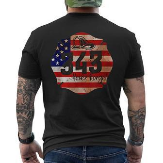 Vintage 343 Never Forget Memorial Day 911 Men's Back Print T-shirt | Mazezy