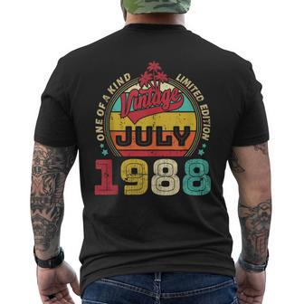 Vintage 35Th Birthday Awesome Since July 1988 Mens Back Print T-shirt | Mazezy
