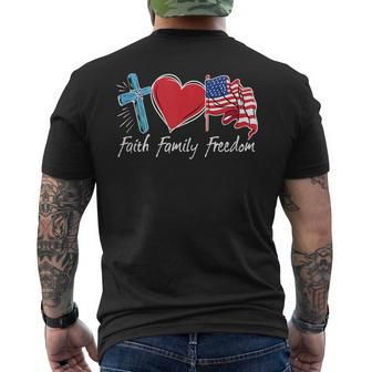 Vintage 4Th Of July Faith Family Freedom Usa Flag Patriotic Mens Back Print T-shirt | Mazezy