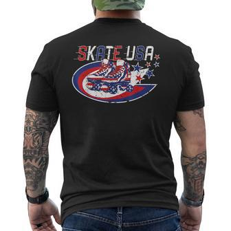 Vintage 4Th Of July Roller Skating American Flag Usa Usa Funny Gifts Mens Back Print T-shirt | Mazezy