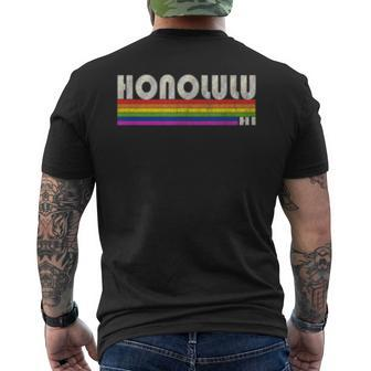 Vintage 80S Style Honolulu Hi Gay Pride Month Mens Back Print T-shirt | Mazezy