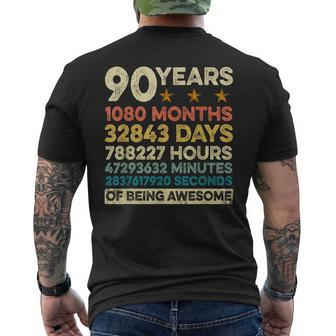 Vintage 90Th Birthday 90 Years Old 1080 Months Men's T-shirt Back Print - Thegiftio UK