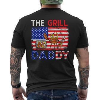 Vintage American Flag The Grill Dad Costume Bbq Grilling Men's T-shirt Back Print - Seseable