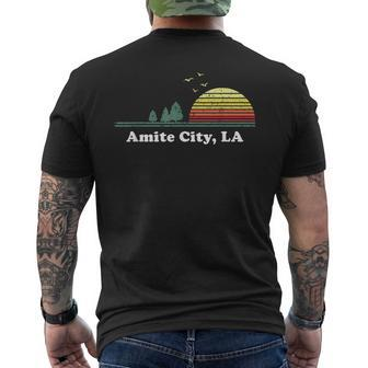Vintage Amite City Louisiana Home Native Graphic Souvenir Men's T-shirt Back Print | Mazezy