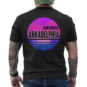 Vintage Arkadelphia Vaporwave Arkansas Men's T-shirt Back Print | Mazezy