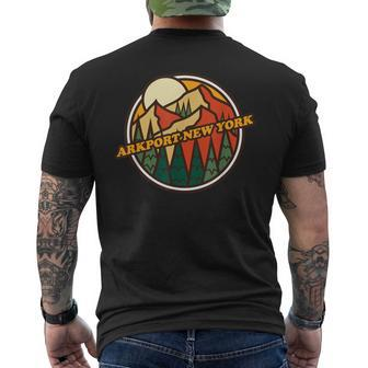 Vintage Arkport New York Mountain Hiking Souvenir Print Men's T-shirt Back Print | Mazezy