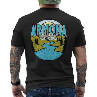 Vintage Armona California River Valley Souvenir Print Men's T-shirt Back Print | Mazezy