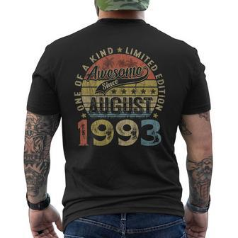 Vintage August 1993 30 Years Old Of Being 30Th Birthday Gift Funny Birthday Gifts Mens Back Print T-shirt | Mazezy