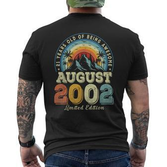 Vintage August 2002 Birthday Limited Edition 21 Year Old Mens Back Print T-shirt | Mazezy