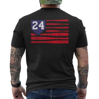 Vintage Baseball Fastpitch Softball 24 Jersey Number Mens Back Print T-shirt | Mazezy