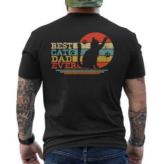 Vintage Best Cat Dad Ever Funny Fathers Day Cat Daddy Mens Back Print T-shirt - Thegiftio UK