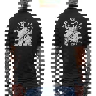 Vintage Boston Skyline Baseball Throwback For Red Game Day Men's T-shirt Back Print | Mazezy