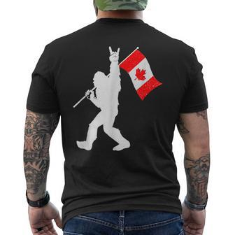 Vintage Canadian Bigfoot And Rock'n Roll Canada Day Men's T-shirt Back Print - Seseable