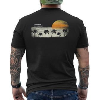 Vintage Cayucos Ca Ocean Sunset And Palm Trees Men's T-shirt Back Print | Mazezy