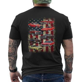 Vintage Classic Muscle Car Retro American Flag Patriotic Mens Back Print T-shirt - Thegiftio UK
