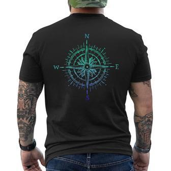 Vintage Compass Boat Captain Boater Boating Pontoon Men's T-shirt Back Print | Mazezy