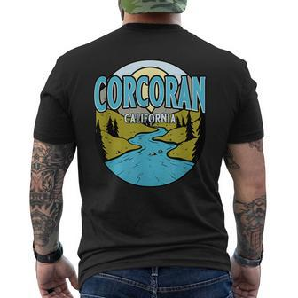 Vintage Corcoran California River Valley Souvenir Print Men's T-shirt Back Print | Mazezy