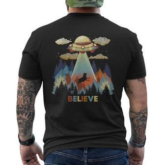 Vintage Cow Alien Abduction Area 51 Ufo Alien Men's Back Print T-shirt | Mazezy