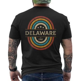 Vintage Delaware Home State Stars De Pride 70S Style Mens Back Print T-shirt | Mazezy