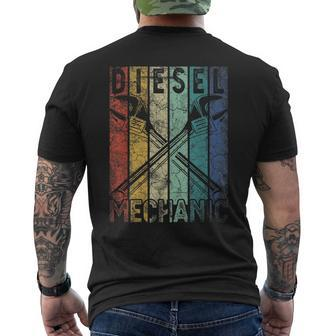 Vintage Diesel Mechanic Funny Car Garage Mens Distressed Mechanic Funny Gifts Funny Gifts Mens Back Print T-shirt | Mazezy
