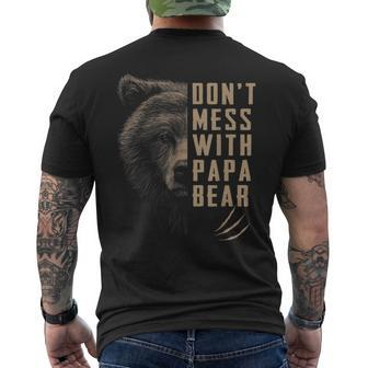 Vintage Dont Mess With Papa Bear Funny Fathers Day Mens Back Print T-shirt | Mazezy