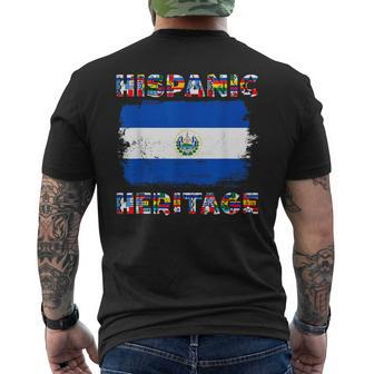 Vintage El Salvador Salvadorean Flag Hispanic Heritage Month Men's T-shirt Back Print | Mazezy AU