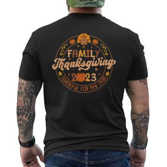 Vintage Family Thanksgiving 2023 Thankful My Tribe Matching Men's T-shirt Back Print - Seseable