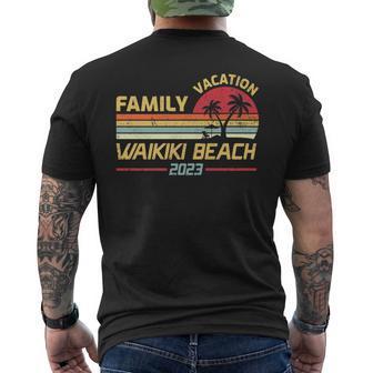 Vintage Family Vacation 2023 Hawaii Waikiki Beach Mens Back Print T-shirt - Seseable