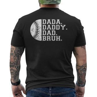 Vintage Fathers Day Dada Daddy Dad Bruh Baseball  Mens Back Print T-shirt