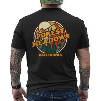 Vintage Forest Meadows California Mountain Hiking Souvenir Men's T-shirt Back Print | Mazezy