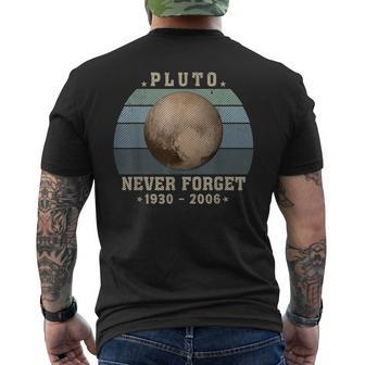Vintage Never Forget Pluto Retro Style Space Science Men's T-shirt Back Print - Monsterry
