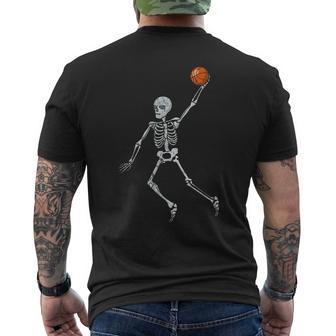 Vintage Funny Skeleton Basketball Player Dunking Halloween Basketball Funny Gifts Mens Back Print T-shirt | Mazezy