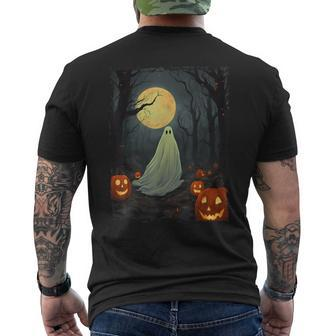 Vintage Ghost In Gothic Forest Full Moon Halloween Men's T-shirt Back Print - Monsterry CA