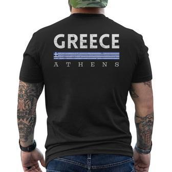 Vintage Greece Flag Matching Trip Souvenirs From Athens Mens Back Print T-shirt | Mazezy