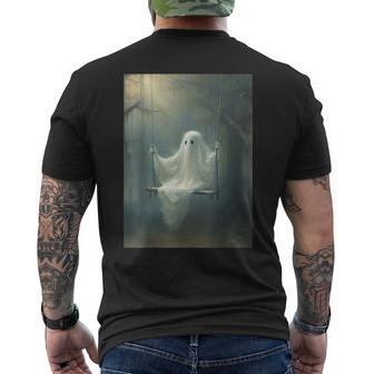 Vintage Halloween Costume Ghost Swing In The Forest Gothic Men's T-shirt Back Print - Seseable