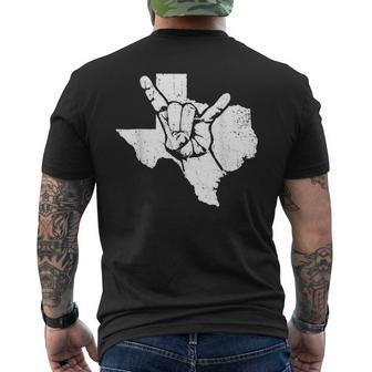 Vintage Hook 'Em Hands Texas Pride State Usa Men's T-shirt Back Print | Mazezy