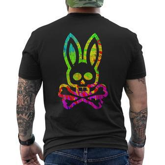 Vintage Horror Bunny Rabbit Face Tie Dye Happy Easter Day Rabbit Men's T-shirt Back Print | Mazezy