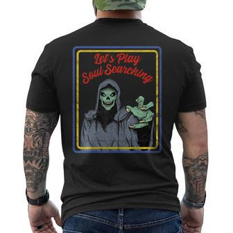 Vintage Horror Soul Searching Grim Reaper Reaper Men's T-shirt Back Print | Mazezy