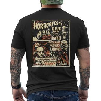 Vintage Horrorfest Poster Halloween Movie Old Time Horror Men's T-shirt Back Print - Monsterry AU