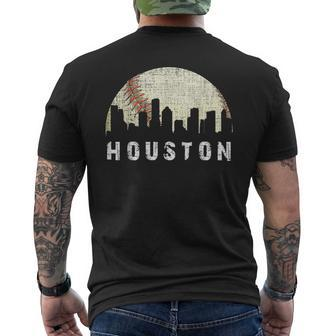 Vintage Houston Skyline City Baseball Met At Gameday Men's T-shirt Back Print | Mazezy DE