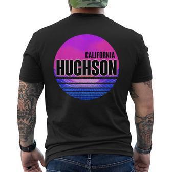 Vintage Hughson Vaporwave California Men's T-shirt Back Print | Mazezy