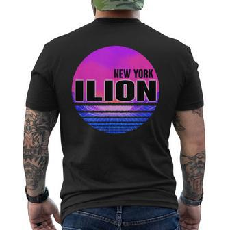 Vintage Ilion Vaporwave New York Men's T-shirt Back Print | Mazezy