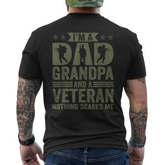 Vintage Im A Dad Grandpa And Veteran Nothing Scares Me Mens Back Print T-shirt - Seseable