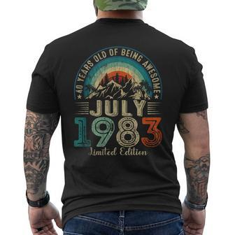 Vintage July 1983 Limited Edition 40 Years Old 40Th Birthday Mens Back Print T-shirt - Seseable
