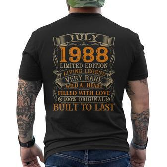 Vintage July 1988 32 Years Old 32Nd Birthday Gifts Mens Back Print T-shirt | Mazezy